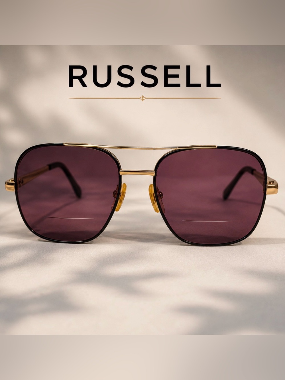 Vintage Russell 155 Bifocal Sunglasses Gold Tone Black Frame